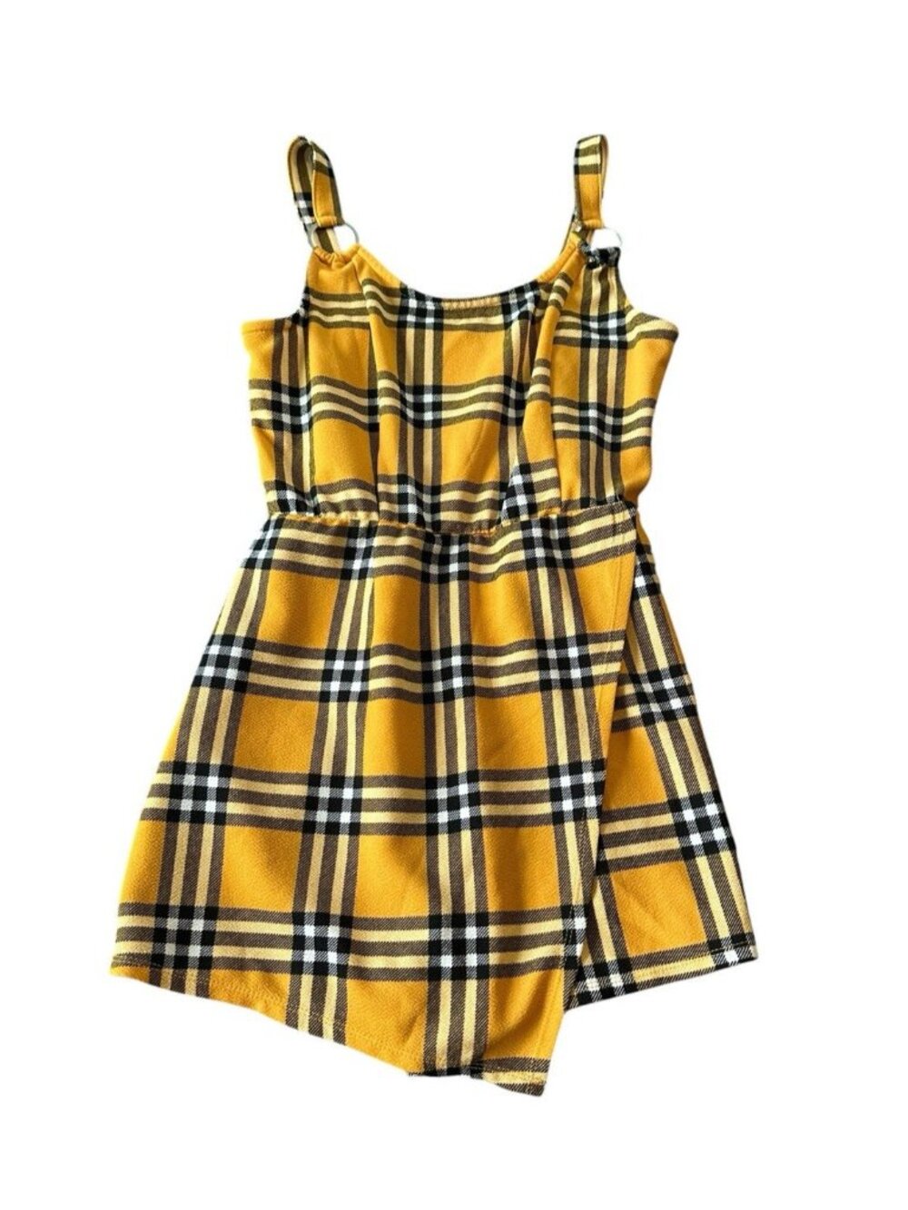 Clueless Y2K Cher No Boundaries Romper Skort Dress M Plaid Yellow Streetwear